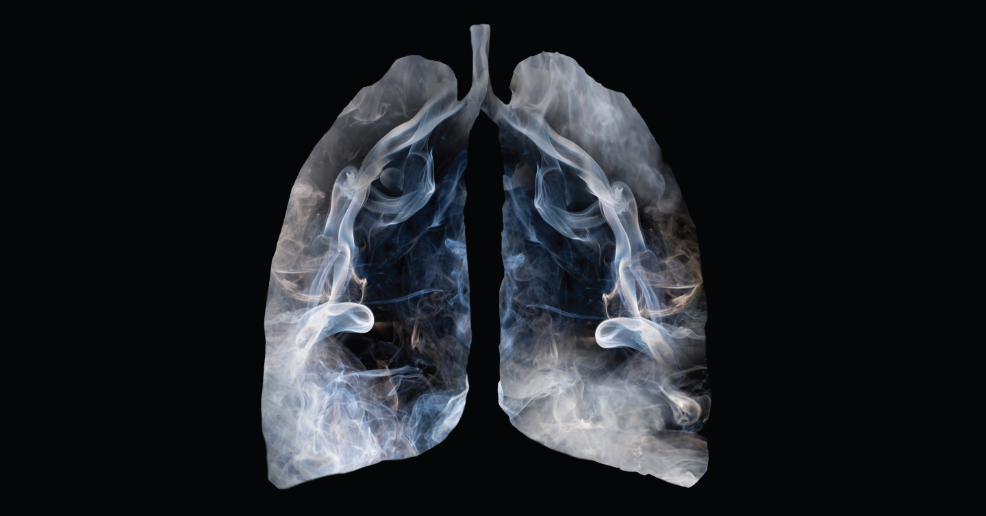 a lung filled with vapor from e-cigarettes