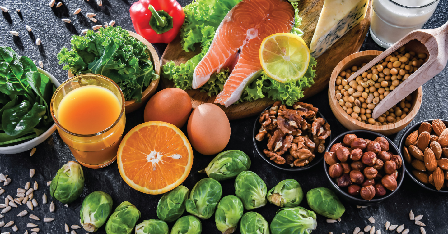 a collection of foods that can help strengthen bones