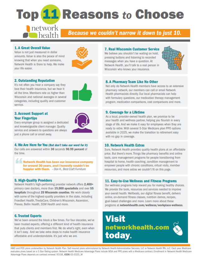 Top 11 Reasons to Choose Network Health